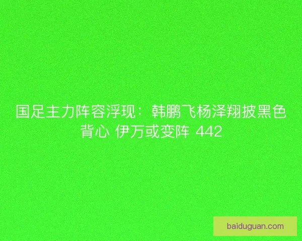 国足主力阵容浮现：韩鹏飞杨泽翔披黑色背心 伊万或变阵 442