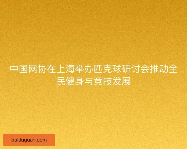 中国网协在上海举办匹克球研讨会推动全民健身与竞技发展